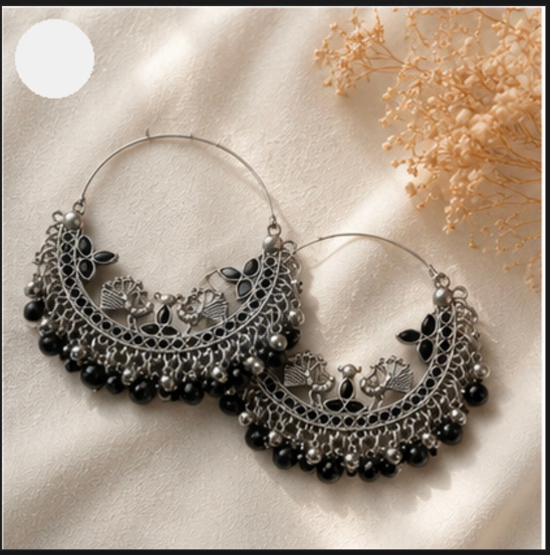 Black silver sterling earrings