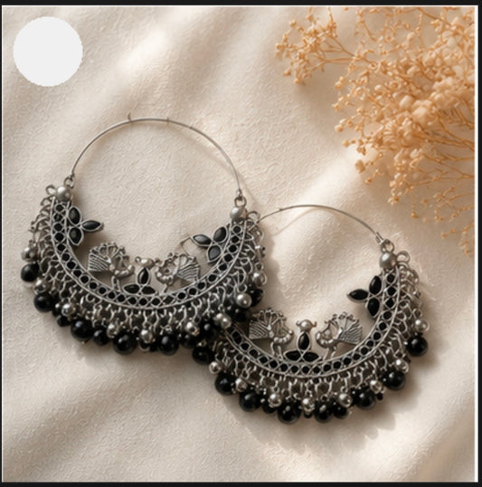 Black silver sterling earrings