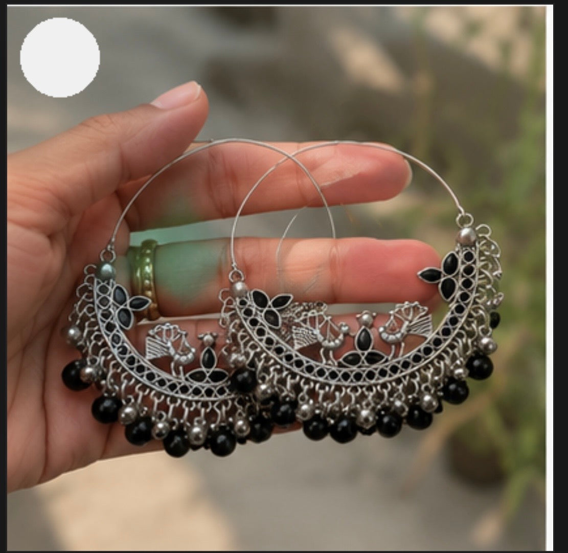 Black silver sterling earrings