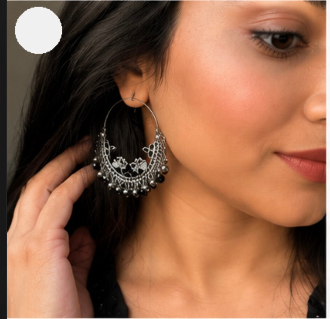 Black silver sterling earrings