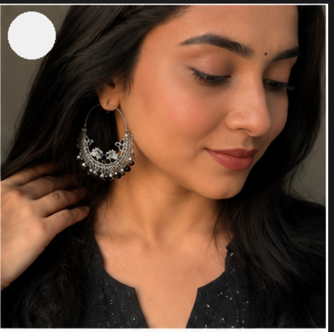 Black silver sterling earrings