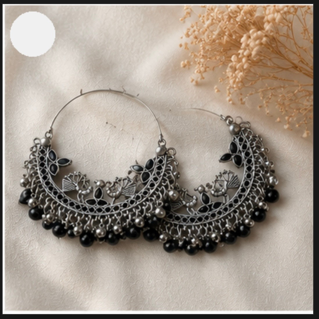 Black silver sterling earrings